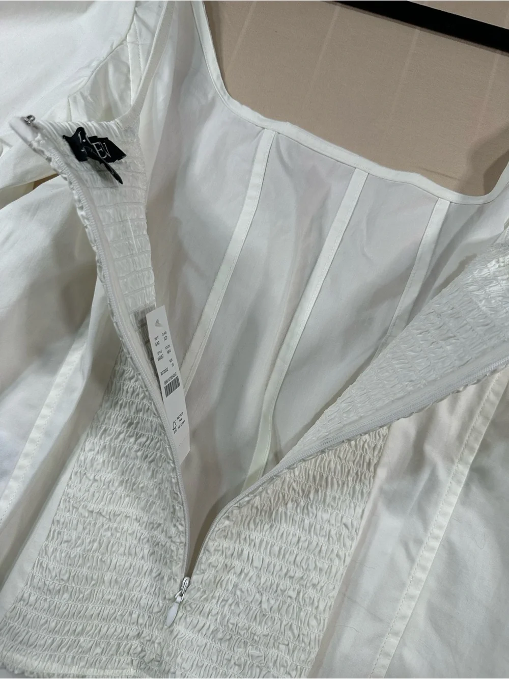 NWT J.Crew Puff-Sleeve Square-Neck Cotton Poplin Corset Top White Size 10